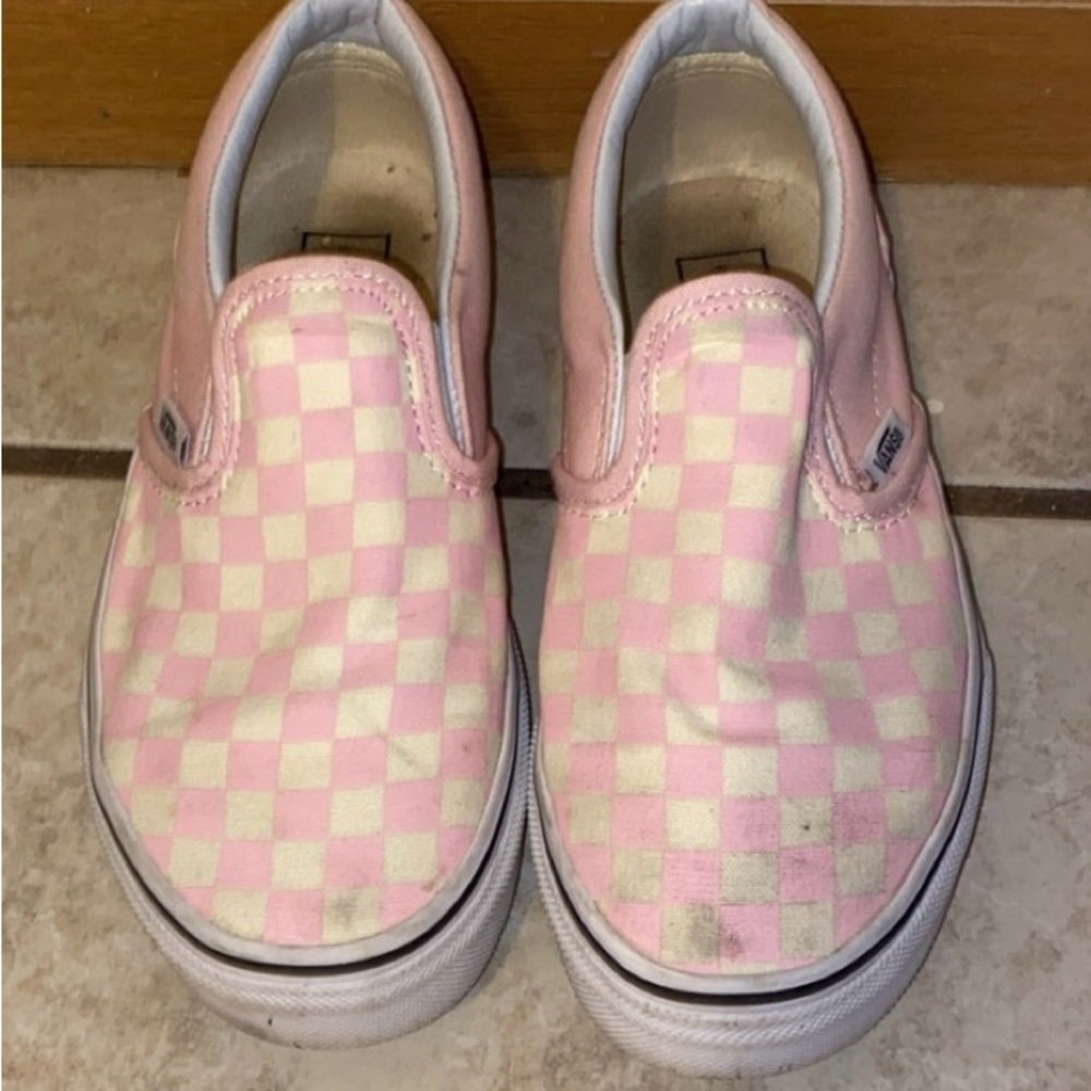 Vans Kids Pink Checkered Slip-On Shoes